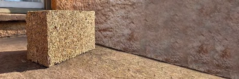 Tŷbloc insulating block made with Miscrete miscanthus fibre